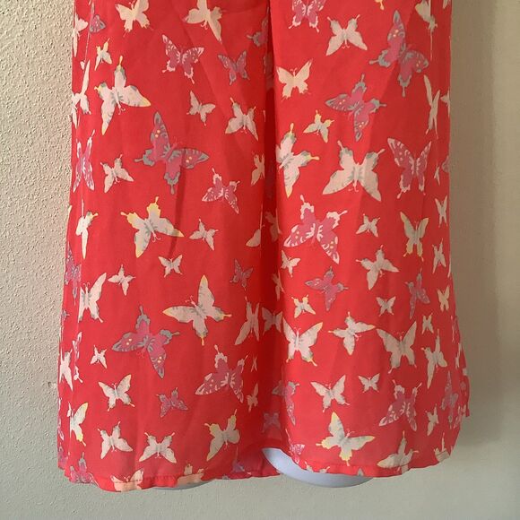 NWT Candie's Coral Y2K Butterfly Print Summer Festival Strappy Bow Top Small - Picture 3 of 8